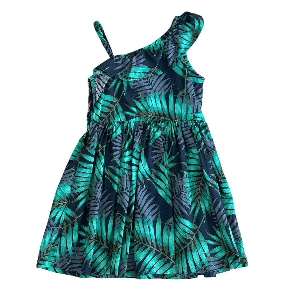 GENUINE KIDS Girls Palm Leaf One Shoulder Dress Size 4T